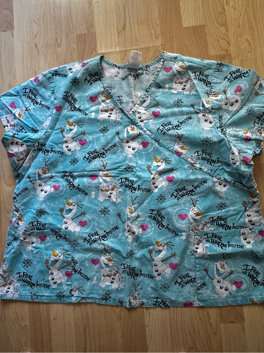 Disney Olaf Teal Short-Sleeve Wrap Top
